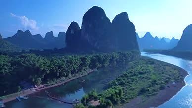 桂林二十块钱纸币图案景区山景剪影风光航拍视频的预览图